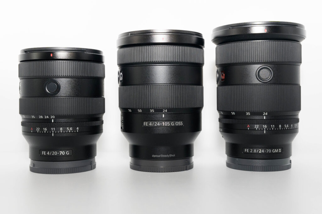 SEL2070G / SEL24105G / SEL2470GM2とのサイズ比較