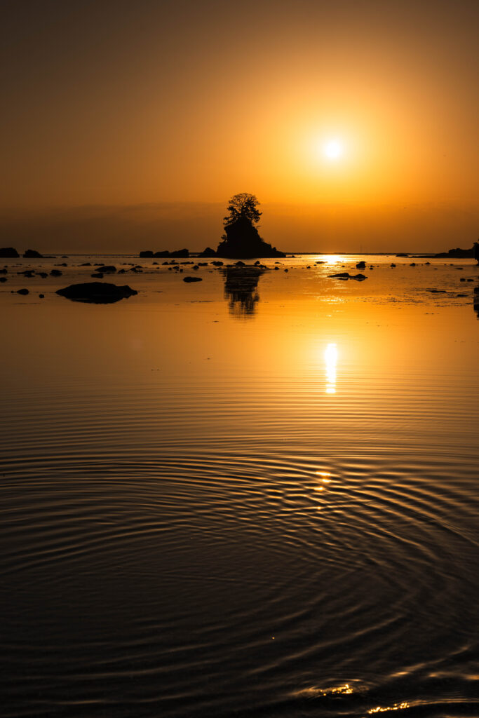 雨晴海岸の朝焼け