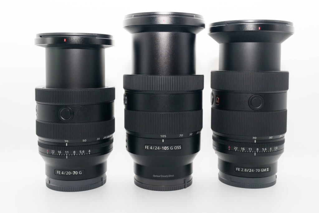 SEL2070G, SEL24105G., SEL2470GM2の外観比較