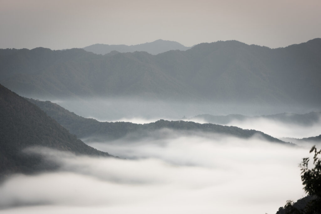 竹田城跡の雲海写真。70-200mmのレンズで撮影。
